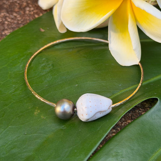 SZ 7.75 Abbreviated Cone W/Chocolate Tahitian Pearl