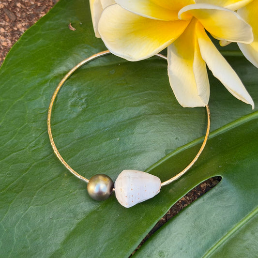 SZ 7.75 Abbreviated Cone W/Chocolate Tahitian Pearl