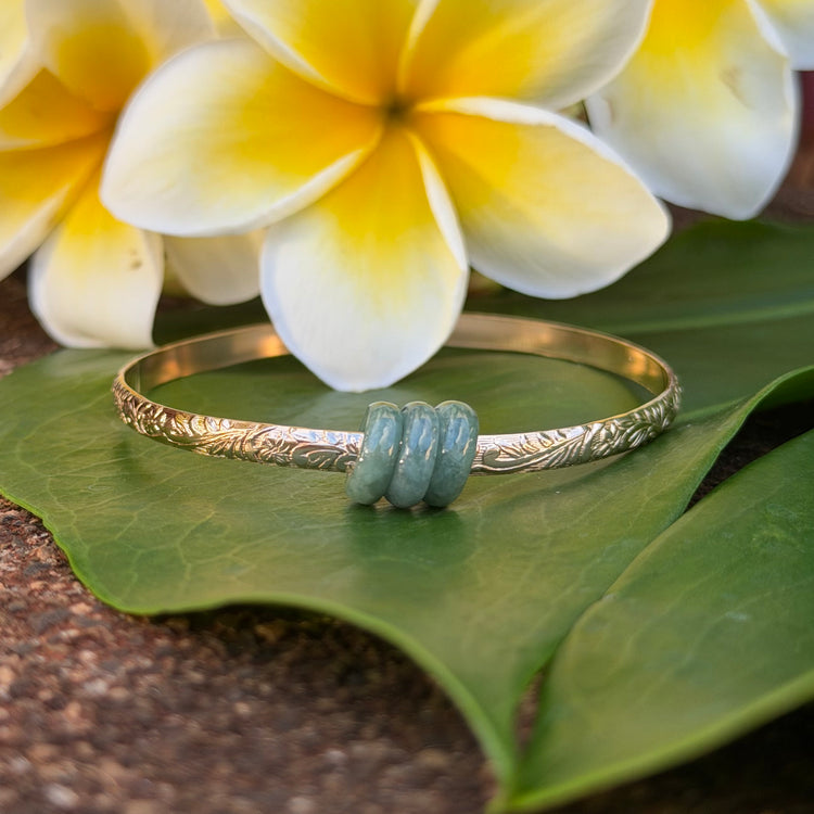 SZ 8 Lili’uokalani Bangle W/Jade Donuts