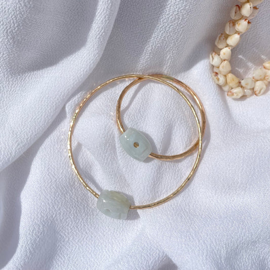 Keiki Mini Carved Jade Barrel Bangle