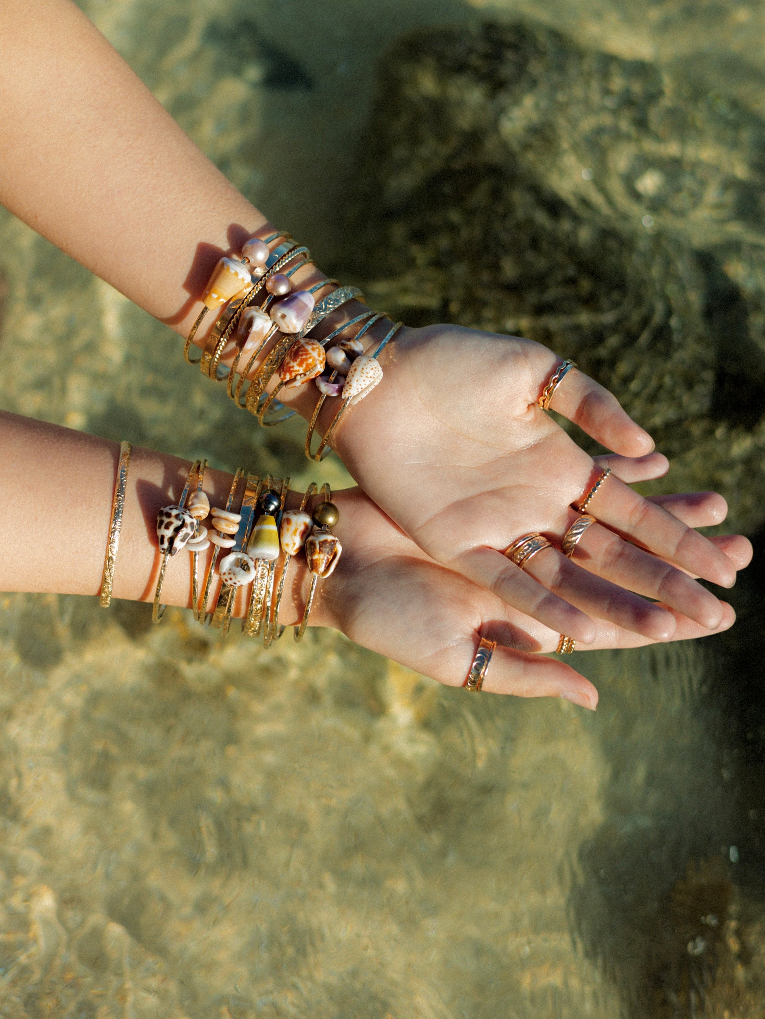Bangle's by Ku'i — Handmade shell, pearl, jade and gemstone bangles in gold-fill and silver