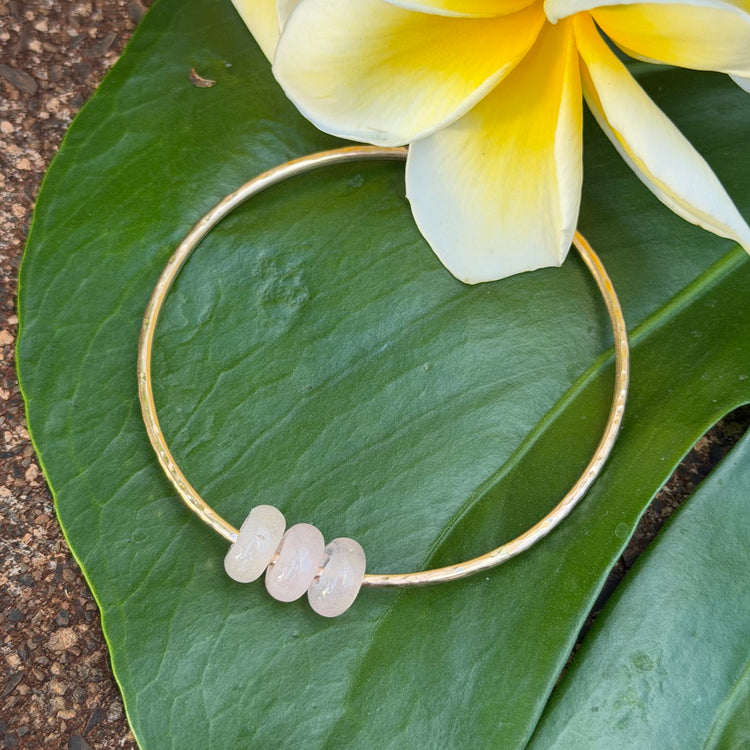 SZ 7.75 Rose Quartz Trio Bangle