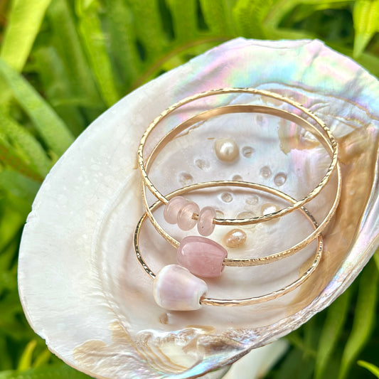 Rose Quartz Trio Bangle