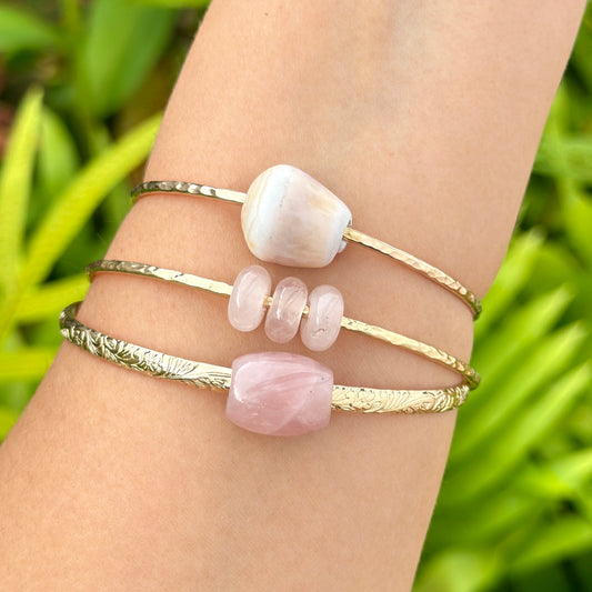 Rose Quartz Trio Bangle