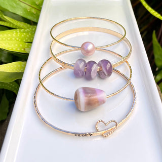 Lili'uokalani Bangle with Purple Amethyst Donut Bead