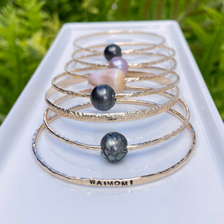 Carved Tahitian Pearl Bangle